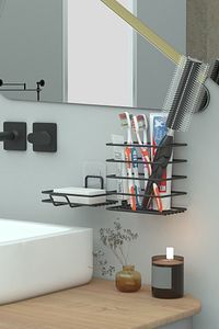 Yapışkanlı Metal Diş Fırçalık + Banyo Sabunluk 2li Set ürün fotoğrafı