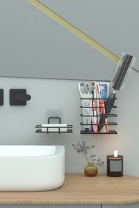 Yapışkanlı Metal Diş Fırçalık + Banyo Sabunluk 2li Set ürün fotoğrafı
