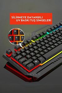 Rainbow Led Işıklı Metal Panel Gaming Oyuncu Klavye Mouse Seti ürün fotoğrafı