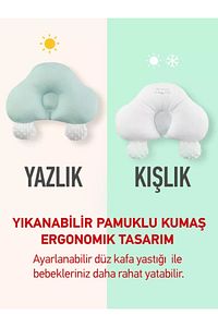Ayarlanabilir Düz Kafa Yastığı, Bebek Yastığı, Düz Kafa Sendromu, Kafa Yastığı , Yıkanabilen Kumaş ürün fotoğrafı