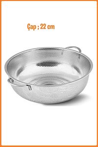 Paslanmaz Çelik Makarna Süzgeci 22 Cm Metal Kulplu Kevgir ürün fotoğrafı