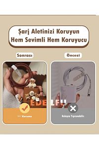 Iphone Hızlı Şarj Başlığı Uyumlu Sevimli Kablo Koruyucu 4'lü Set Sevimli Kablo Koruyucu 4'lü Set ürün fotoğrafı