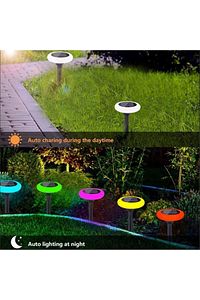 GÜNEŞ ENERJİLİ YUVARLAK SAPLAMALI RGB ÇOK RENKLİ BAHÇE AYDINLATMA LAMBASI LED IŞIK ürün fotoğrafı