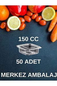 Plastik Sızdırmaz Kap 150 Gr Cc Kullan At Tek Kullanımlık Plastik Kapaklı Kase 50 Adet ürün fotoğrafı