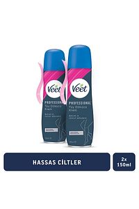 Professional Tüy Dökücü Krem Sprey Bacak & Vücut Bölgesi Hassas Ciltler 150ml x2 Adet ürün fotoğrafı