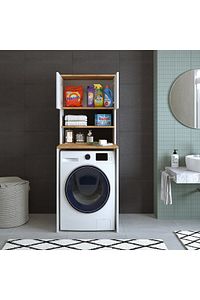 Cd9 Çamaşır-kurutma Makinesi Dolabı 3 Raflı 2 Kapaklı Banyo Dolabı Mat Beyaz-ahşap 1712 ürün fotoğrafı
