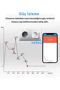 Akım Korumalı Priz Wi-fi Tuya Destekli Akıllı Priz ürün fotoğrafı
