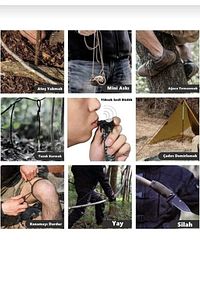 Paracord Acil Durum Sos Led Işıklı+ Pusula Ve Düdük Ateş Başlangıcı Magnezyum Çubuk ürün fotoğrafı