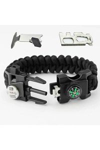 Gaddar Plus taktikal SİYAH  bileklik magnezyum çubuklu düdüklü ledli unisex hediyelik 19 işlev ürün fotoğrafı