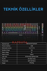Red Switch Mekanik Gaming Oyuncu Klavyesi Colorfull RGB Işıklı ürün fotoğrafı