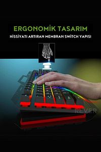 Rainbow Led Işıklı Metal Panel Gaming Oyuncu Klavye Mouse Seti ürün fotoğrafı