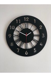 Siyah Hediyelik Ahşap Dekoratif Duvar Saati 40cm ürün fotoğrafı