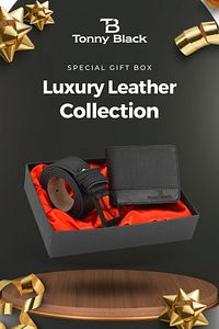 Orijinal Erkek Özel Hediye Kutulu 2'li Set Luxury Serisi Damat Hediyelik Şık Deri Kemer Cüzdan Seti ürün fotoğrafı