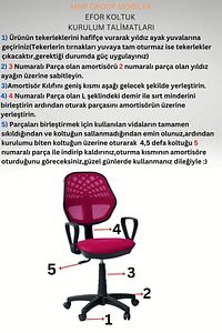 Pembe Fileli Ofis Sandalyesi,bilgisayar Sandalyesi,çalışma Sandalyesi,döner Sandalye ürün fotoğrafı