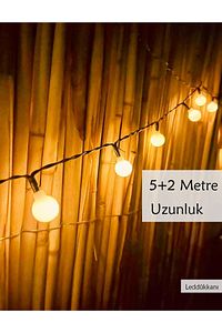 50 Led 7 Metre Sarı Opak Solar Led Işık Güneş Enerjili Bahçe Teras Balkon Ağaç Lambası Aydınlatması ürün fotoğrafı