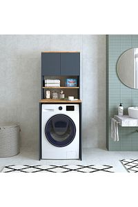 Cd10 Çamaşır-kurutma Makinesi Dolabı 3 Raflı 2 Kapaklı Banyo Dolabı Mat Antrasit-ahşap 1713 ürün fotoğrafı
