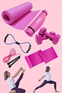7mm Pilates Minderi Direnç Pilates Lastiği Ve 1 Kg Çiftli Dumbell Sekizgen Lastik Ve Atlama Ipi Seti ürün fotoğrafı