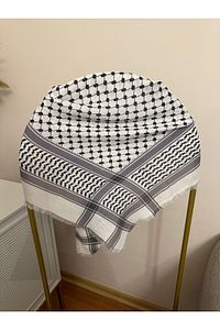 Filistin Kefiyesi 100 Cm Kare Zeytin Yaprağı Desenli Kefiye Filistin Puşisi, Unisex Puşi ürün fotoğrafı