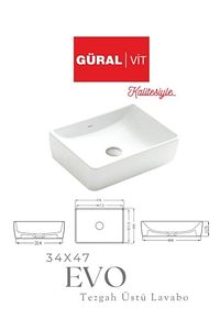 Evo Mobilya Üstü Lavabo Batarya Deliksiz 34*47 Ev32mul00 ürün fotoğrafı