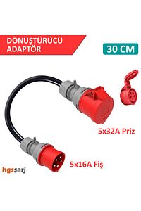 , 5x32A Priz(Kapaklı), 5x16A Fiş Dönüştürücü Adaptör. Elektrikli Araç Şarj Kablosu ürün fotoğrafı