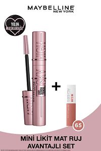 Lash Sensational Sky High Maskara & Mini Super Stay Matte Ink Likit Mat Ruj 65 Seductress 2.7ml ürün fotoğrafı