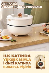 Çift Katlı Otomatik Yemek Pişirici 4.5 Litre 32 Cm ürün fotoğrafı