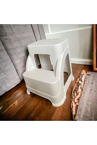 Merdivo Büyük Beyaz Basamaklı Tabure Merdiven Kamp Ev Bahçe Tabure 42x44x44(H) Cm ürün fotoğrafı