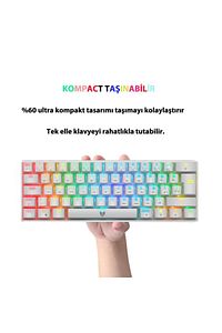Majesty 62 Tuşlu Rgb Mekanik Gaming Klavye Red Switch Beyaz ürün fotoğrafı