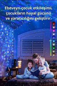 Yıldızlı Bluetooth Hoparlör Projektör Gece Lambası- Galaksi Lazer Işık Ve Parti Led Disko Topu ürün fotoğrafı