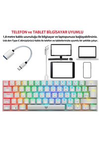 Majesty 62 Tuşlu Rgb Mekanik Gaming Klavye Red Switch Beyaz ürün fotoğrafı