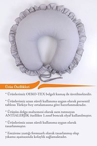 Emzirme Yastığı Minderi, Pamuk Kumaş - Gri Fırfırlı ürün fotoğrafı