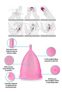 Regl Kabı, Menstrual Kap, Medikal Silikon, Doğum Yapmamış Kadınlar Için, Small-pembe ürün fotoğrafı