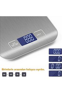 Lüx Dijital Mutfak Terazisi 5 Kg 1 gr Hassas Paslanmaz Çelik Pil Hediyeli ürün fotoğrafı