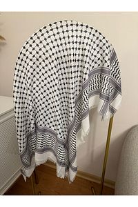 Filistin Kefiyesi 100 Cm Kare Zeytin Yaprağı Desenli Kefiye Filistin Puşisi, Unisex Puşi ürün fotoğrafı