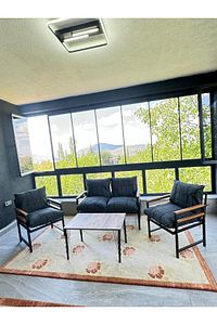 Asli Balkon Takımı 2-1-1 Bahçe Balkon Mobilyası Cafe Mobilyası Çay Seti Koltuk Takımı Metal Kanepe ürün fotoğrafı