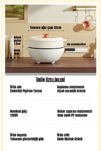 Çift Katlı Otomatik Yemek Pişirici 4.5 Litre 32 Cm ürün fotoğrafı