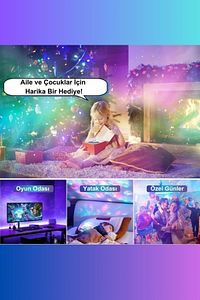 Yıldızlı Bluetooth Hoparlör Projektör Gece Lambası- Galaksi Lazer Işık Ve Parti Led Disko Topu ürün fotoğrafı