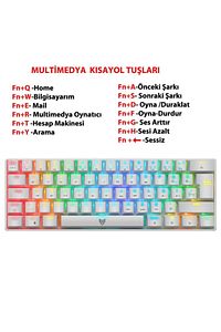Majesty 62 Tuşlu Rgb Mekanik Gaming Klavye Red Switch Beyaz ürün fotoğrafı