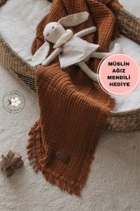 Tarçın Muslin 4 Katlı Müslin Battaniye Bebek Müslin Çocuk Müslin 110x110cm ürün fotoğrafı