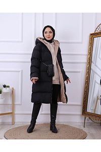 Regular Fit (GENİŞ KALIP) Çift Taraflı Uzun Şişme Mont ürün fotoğrafı