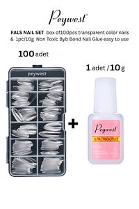 Yeni Nesil Pro Tırnak Seti (100LÜ ŞEFFAF BADEM PROTEZ TIRNAK 10 GR FIRÇALI EXTRA GÜÇLÜ YAPIŞTIRICI) ürün fotoğrafı