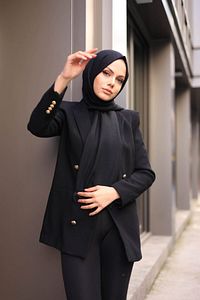 Kadın Pamuk Cazz Şal Siyah ürün fotoğrafı