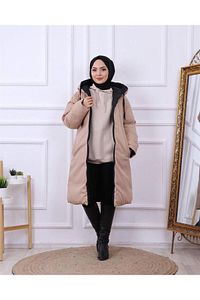 Regular Fit (GENİŞ KALIP) Çift Taraflı Uzun Şişme Mont ürün fotoğrafı