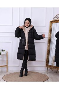 Regular Fit (GENİŞ KALIP) Çift Taraflı Uzun Şişme Mont ürün fotoğrafı