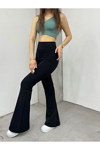 Ispanyol Paça Krep Kumaş Tayt Yüksek Bel Pantolon Büyük Battal Beden 2xl 3xl 4xl 5xl ürün fotoğrafı