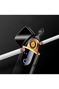Çift Taraflı Elektrikli Slim Lüks Usb Şarjlı Siyah Çakmak Parmak Izli ürün fotoğrafı
