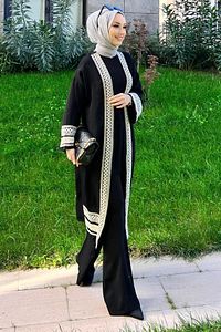 10166-sıyah Kimono ürün fotoğrafı
