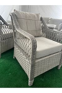 Petra Alüminyum Rattan 3 1 1 Masa 2puf Bahçe Balkon Mobilyası,vizon ürün fotoğrafı