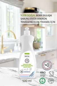 %100 Doğal Bebek Bulaşık Sabunu Bitkisel Emzik Biberon Temizleyici Vegan 500 ml ürün fotoğrafı