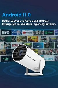Taşınabilir 130" inç Yansıtma Sinema Projeksiyon Cihazı Ev Sineması Dahili Android 11.0, Bluetooth ürün fotoğrafı